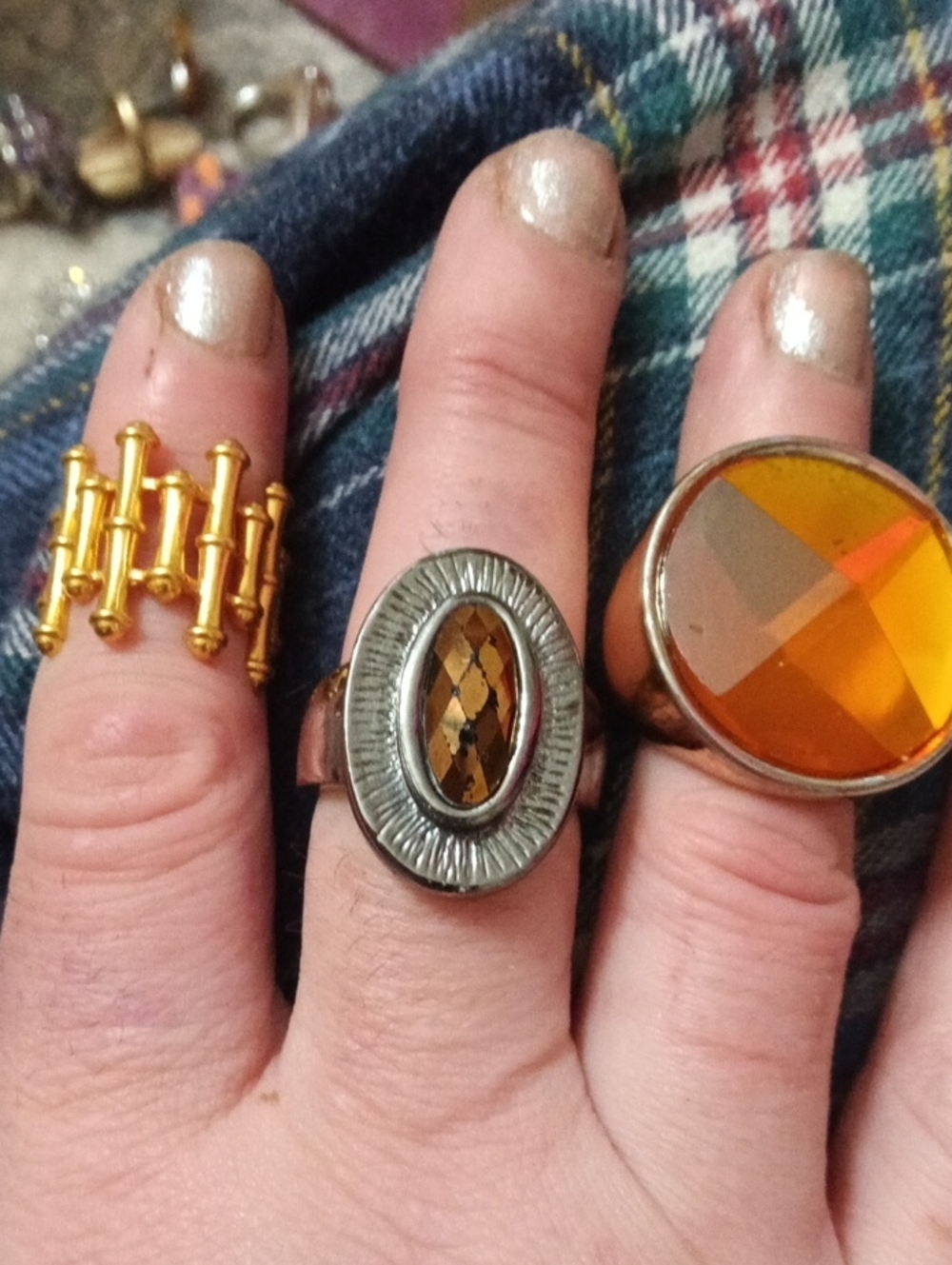 Vintage Gold and Amber Rings - Vintage